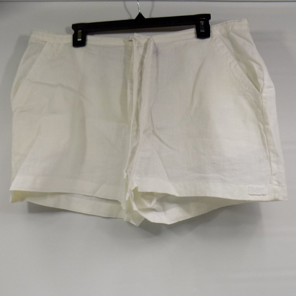 Juicy Couture Black Label Linen Shorts Drawstring Waist Button Fly Size 12